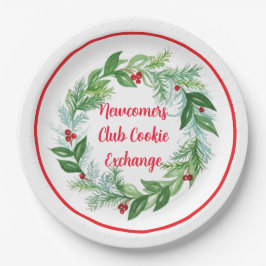 Prato De Papel Handpainted Watercolor Christmas Holiday Wreath