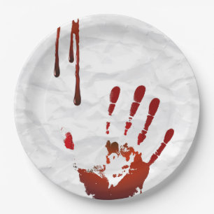 Prato De Papel Handprint sangrento