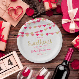 Prato De Papel Hang Love Hearts Little Sweetheart Chá de fraldas