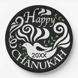 Prato De Papel Hanukkah Blackboard Dove