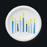 Prato De Papel Hanukkah Candles<br><div class="desc">Esta design é linda e brilhante e te enche até a borda com espírito de feriado de Chanucá</div>