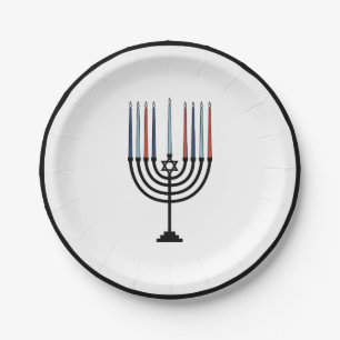 Prato De Papel Hanukkah Menorah Holiday Paper Plate