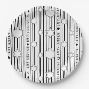 Prato De Papel Hanukkah Stripes, Estrelas e Sonhos