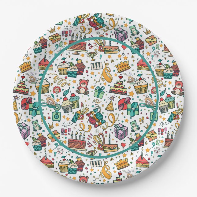 Prato De Papel  Happy Birthday Children's Paper Plate (Frente)