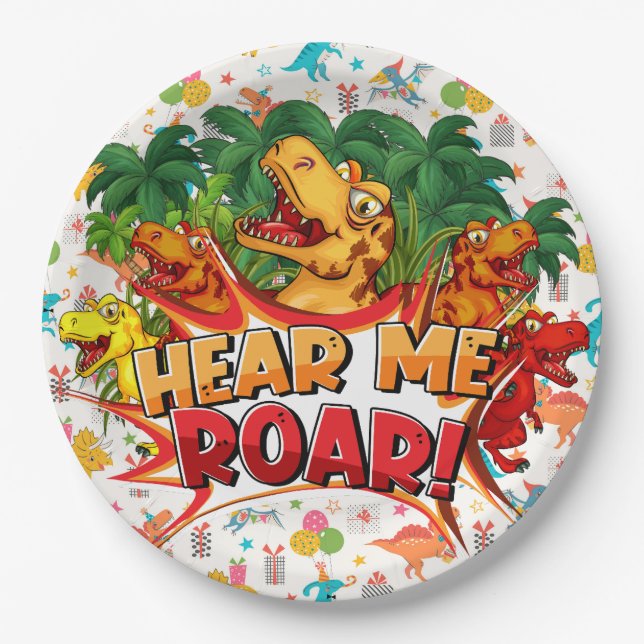 Prato De Papel Happy Birthday Dinosaur  (Frente)