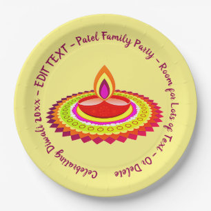 Prato De Papel Happy Diwali 20xx Adicionar Texto de Ano Amarelo R