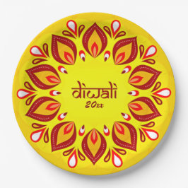 Prato De Papel Happy Diwali adiciona ano amarelo vermelho 9"