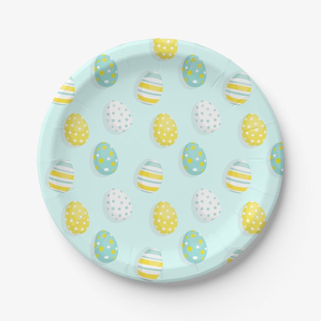Prato De Papel Happy Easter Egg Pattern  (Frente)