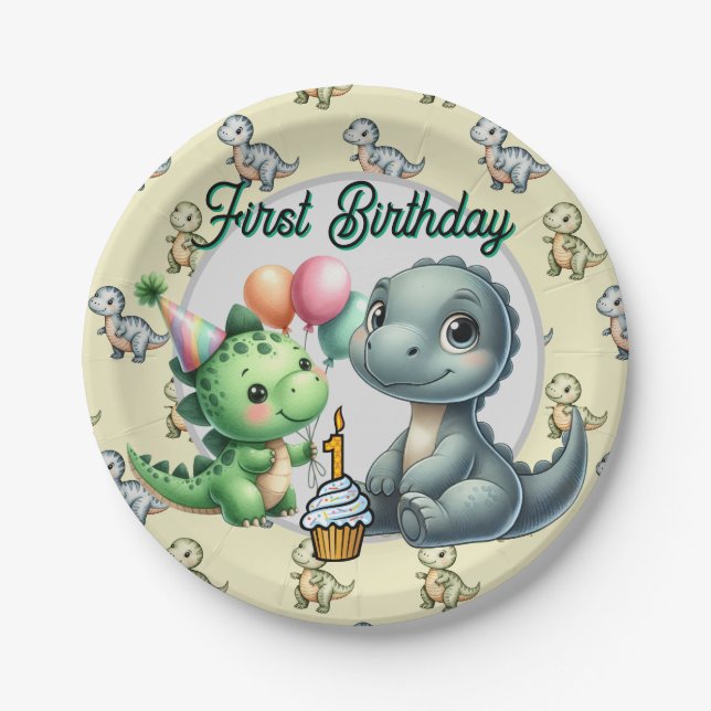 Prato De Papel  Happy First Birthday  (Frente)