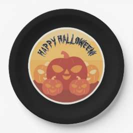 Prato De Papel Happy Halloween! Pumpkins Paper Plate