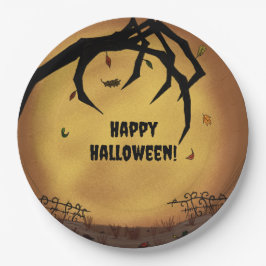 Prato De Papel Happy Halloween Scary Hand