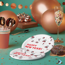 Prato De Papel Happy New Year- Food Pattern 