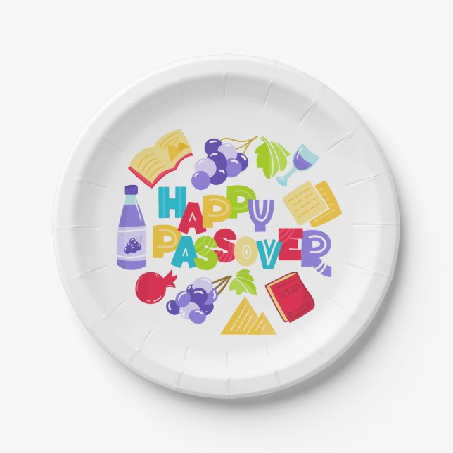 Prato De Papel Happy Passover Paper Plate (Frente)