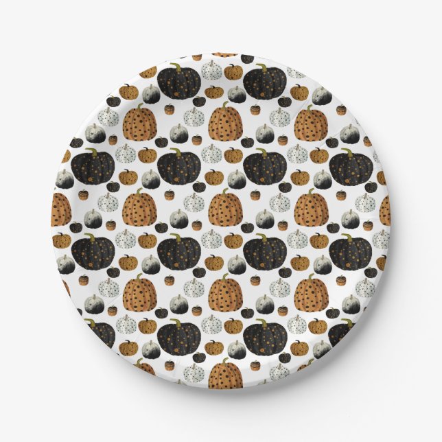 Prato De Papel Happy print polka dots pumpkin  (Frente)