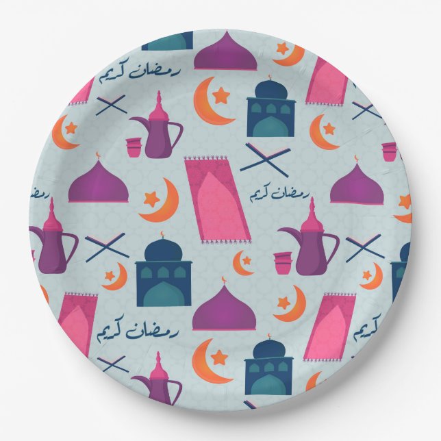 Prato De Papel Happy Ramadan Pattern (Frente)