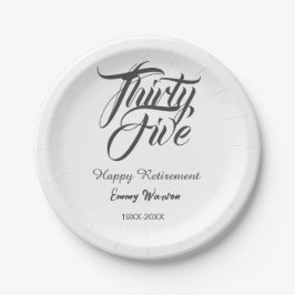 Prato De Papel Happy retirement bold letter name year elegant sim