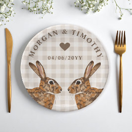Prato De Papel Hare Bunny Heads With Names And Date Wedding
