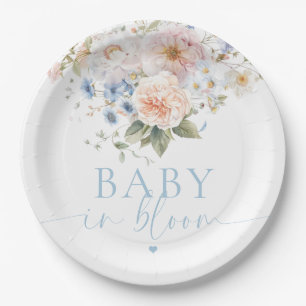 Prato De Papel Hargove Blue Floral Baby In BloChá de fraldas