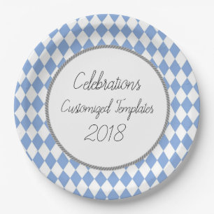 Prato De Papel Harlequin-Celebration-Modelos-Customize-Blue