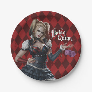Prato De Papel Harley Quinn com dados distorcido
