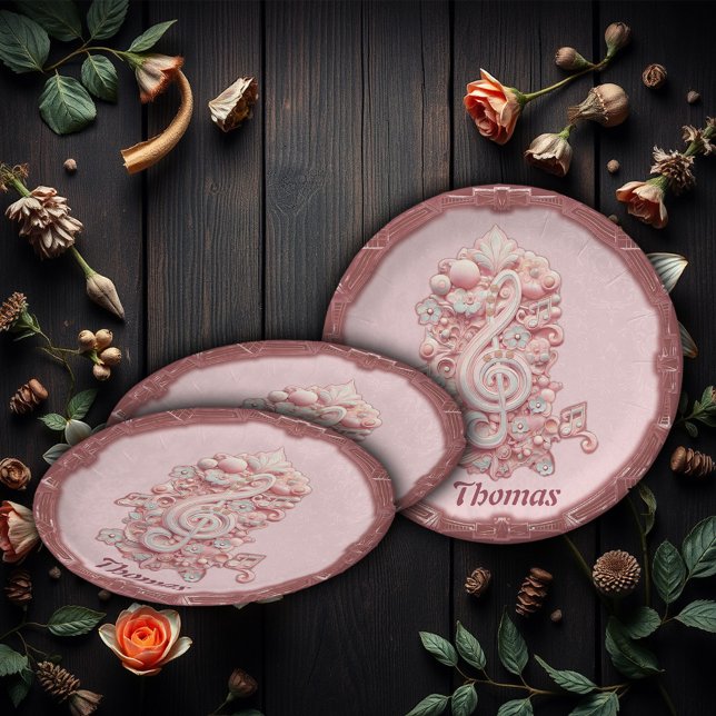 Prato De Papel Harmonia a rosa, uma majestosa e estilizada clave  (Criador carregado)