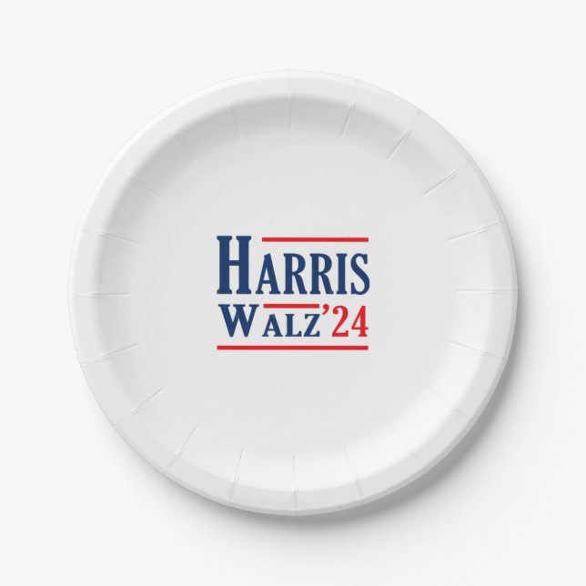 Prato De Papel Harris Walz 2024 Kamala Harris Presidente Tim Walz (Frente)