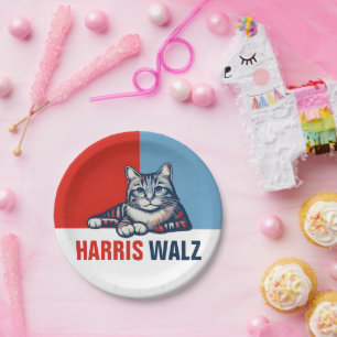 Prato De Papel Harris Walz 2024 Obviamente Blue Cat