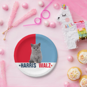 Prato De Papel Harris Walz 2024 Obviamente Vermelho Azul