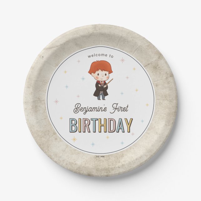 Prato De Papel Harry Potter Chibi Ron Weasley Wizard Birthday (Frente)
