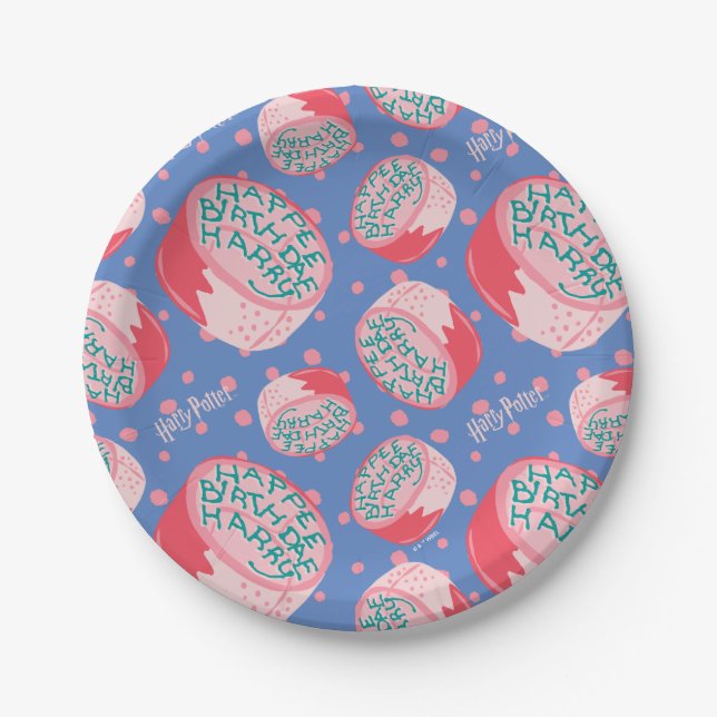 Prato De Papel HARRY POTTER™ Padrão de Bolo de Aniversário (Frente)