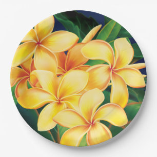 Prato De Papel Hawaiian tropical do Plumeria do paraíso