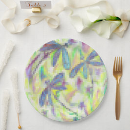 Prato De Papel Hazy Dragonfly Rainbow