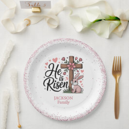 Prato De Papel He is Risen! Easter Sunday Paper Plate