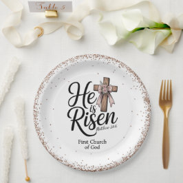 Prato De Papel He is Risen! Easter Sunday Paper Plate