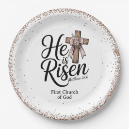Prato De Papel He is Risen! Easter Sunday Paper Plate