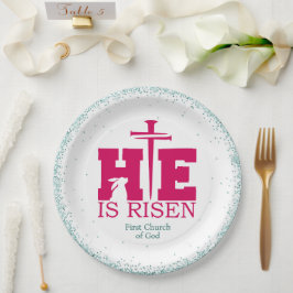 Prato De Papel He is Risen! Easter Sunday Paper Plate