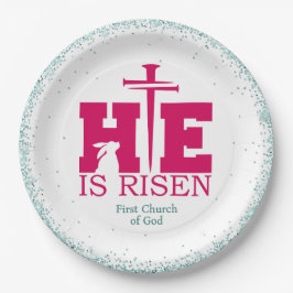 Prato De Papel He is Risen! Easter Sunday Paper Plate