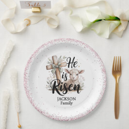 Prato De Papel He is Risen! Easter Sunday Paper Plate