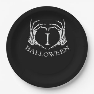Prato De Papel Heart Halloween Skeleton Figurume Men Mulheres Ki