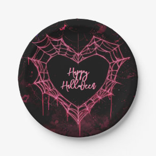 Prato De Papel Heart Spider Web Pink Gótico Girls Halloween