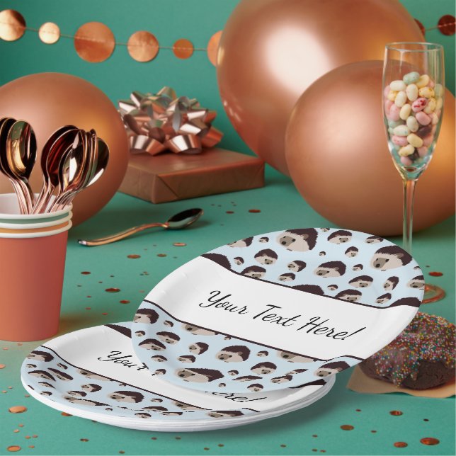 Prato De Papel Hedgehogs com Texto (Múltiplo)