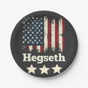 Prato De Papel Hegseth Trump Administração American Flag
