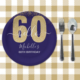 Prato De Papel Hello 60! - Elegant 60th Birthday Woman Gold