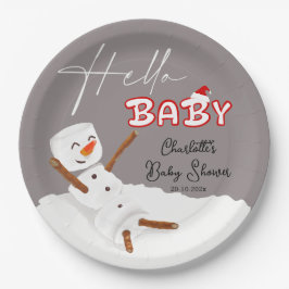 Prato De Papel Hello Baby Cute Snowman Baby Shower