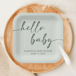 Prato De Papel Hello Baby Minimalist Baby Shower