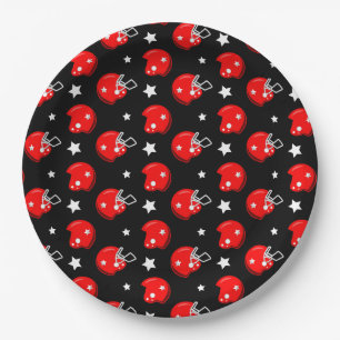 Prato De Papel Helmet Futebol Red Black Padrão
