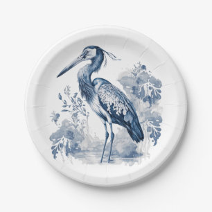 Prato De Papel Herão de arte do estilo Delft azul e branco com fl