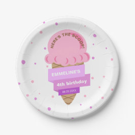 Prato De Papel Here's The Scoop Ice Cream Sweet Pink Birthday