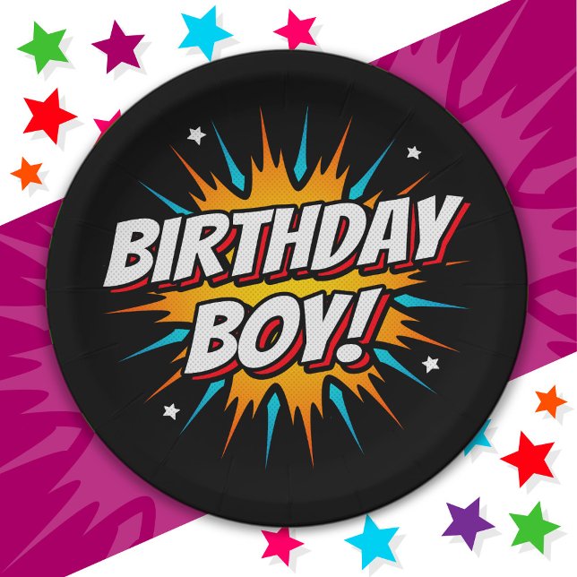 Prato De Papel Hero Book Hero Birthday Boy (Criador carregado)