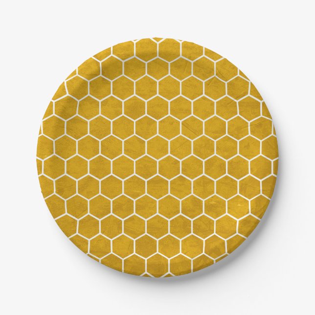 Prato De Papel Hexagonal Hexagonal Amarelo (Frente)